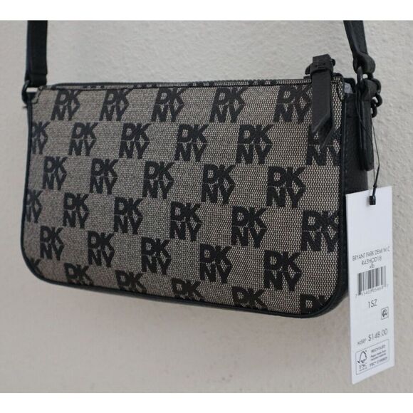 DKNY WMN's Demi Ivory/Black Logo Bryant Park w/Chain Shoulder Crossbody Bag - Picture 11 of 16